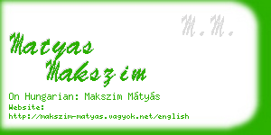 matyas makszim business card